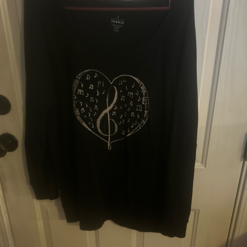 torrid Black Sleep Top with Silver Musical Heart